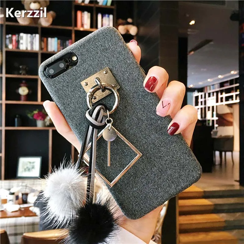 

Luxury Plush Fabrics Soft Back Cover For iPhone 7 XS Max XS X XR Hairball Pendant Tassels Phone Cases For iPhone X 8 7 6 6S Plus