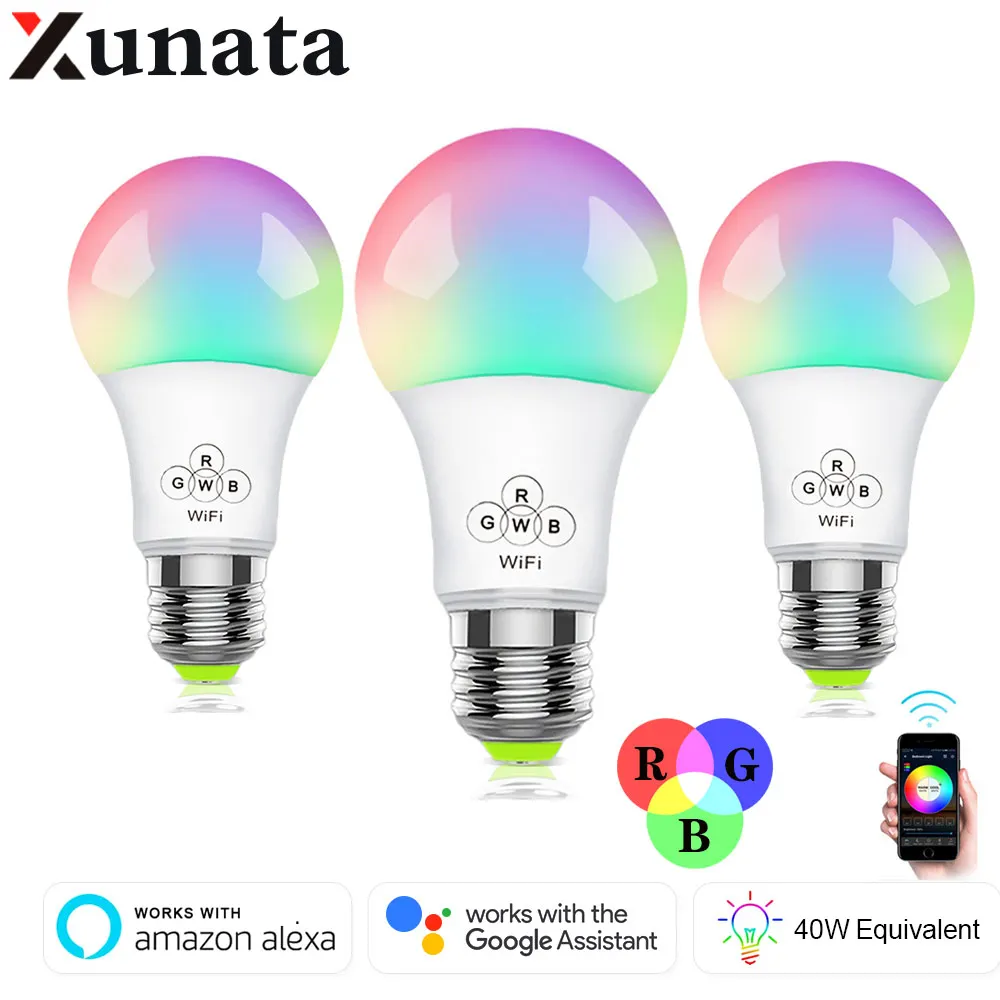 

XUNATA 4.5W 6.5W B22 E27 WiFi Smart Light Bulb Dimmable Wake-Up Lights for Alexa & Google Assist
