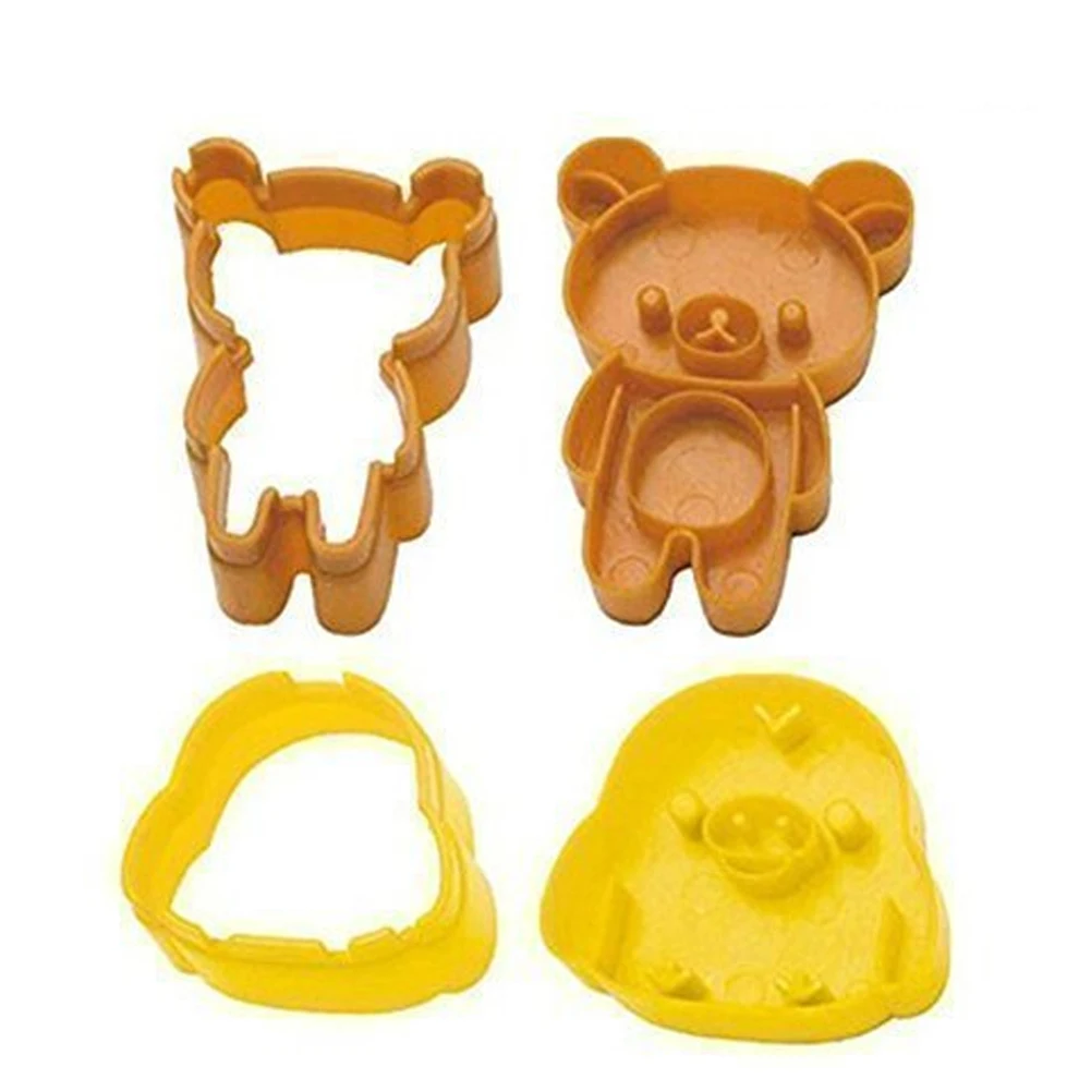 

2Pcs Creative Sushi Maker Multi Usage Chicken Bear Rice Molds Kawaii Rice Ball Maker Seaweed Cutter Colorful