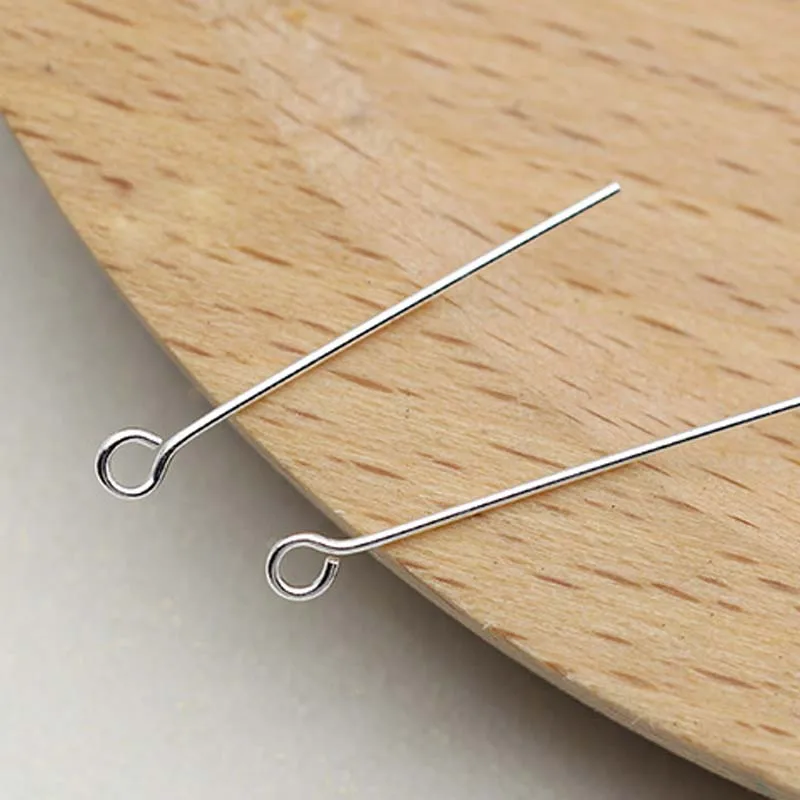 10pcs Real Pure Solid 925 Sterling Silver Needle Pins for DIY Jewelry Making Findings Earring Necklace Connector Part Base