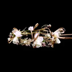Цветок невесты бант из ленты с резинкой венок девушки тиара женское свадебное украшение регулируемая ткань цветок корона