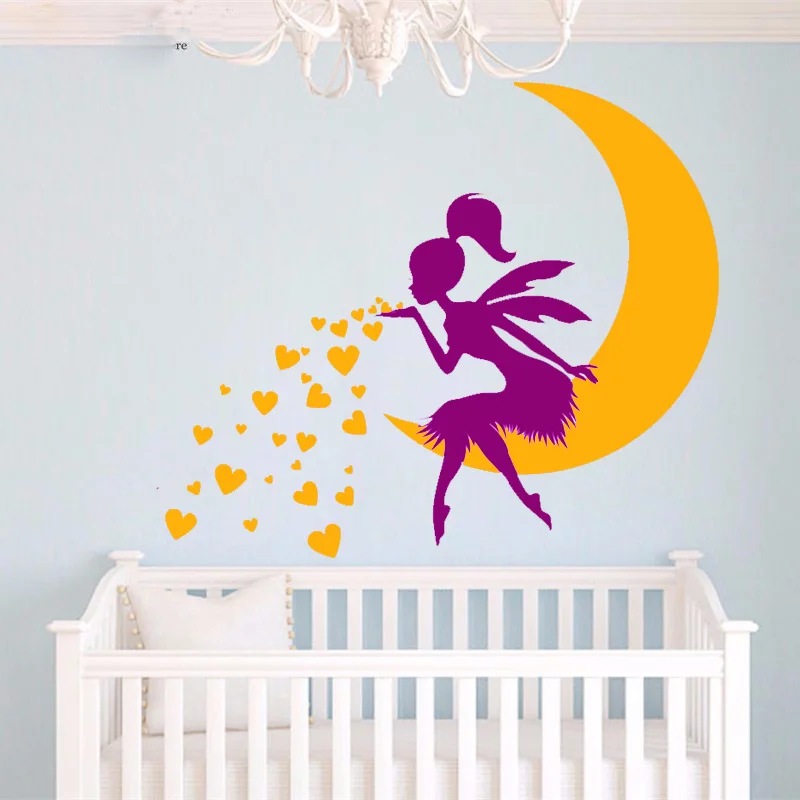 Wall Stickers Fairy Girls Bedroom Princess Kids Art Decals Vinyl Home Room Dec