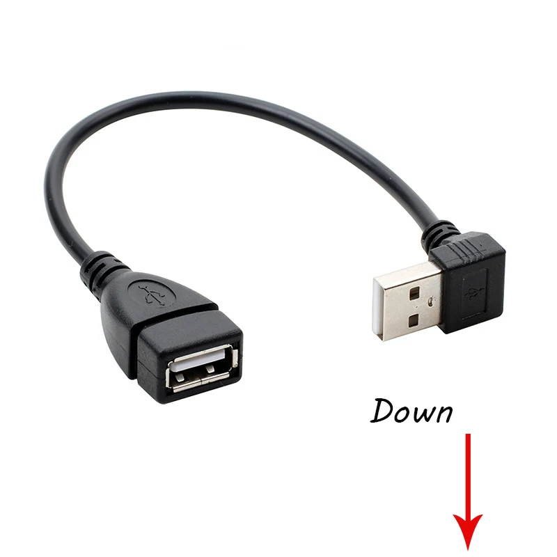 Черный 20 см AM/AF под углом 90 градусов USB 2 0 Тип A мужчин и женщин удлинитель кабеля