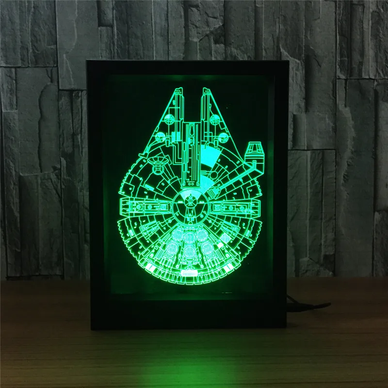 

Stars War Stormtrooper Home Decor LED Colorful Night Lamp Han Solo Millennium Falcon Pattern Digital Display Frame Screen L1157