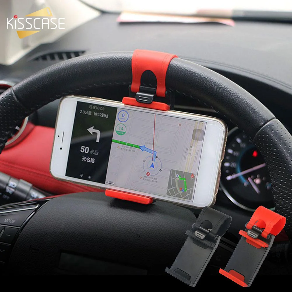 

KISSCASE Steering Wheel Car Phone Holder For iPhone 8 X XS XR GPS Car Phone Holder Stand For Huawei Mate 20 Mount Clip Support