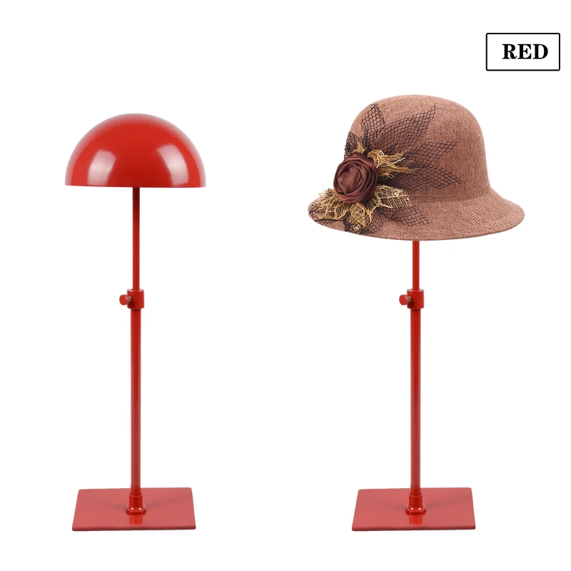 Железный парик HAT держатель стойки Регулируемая высота настольное, для выставки для кепки металла MJ03 Linliangmuyu - Цвет: RED