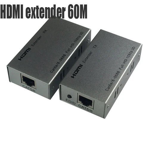 HDMI удлинитель по одной cat5e/6 кабеля до 60 м/30 м с двойной источника питания 3D и полный HD1080P поддерживается - Цвет: 60M HDMI extender