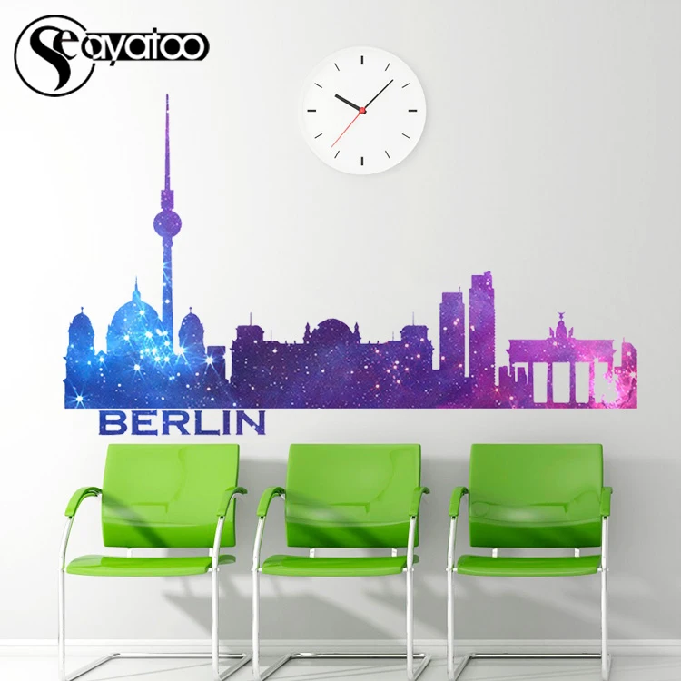 City Silhouette Cityscape Vinyl Wall Sticker Decal Landscape Skyline Home Decor