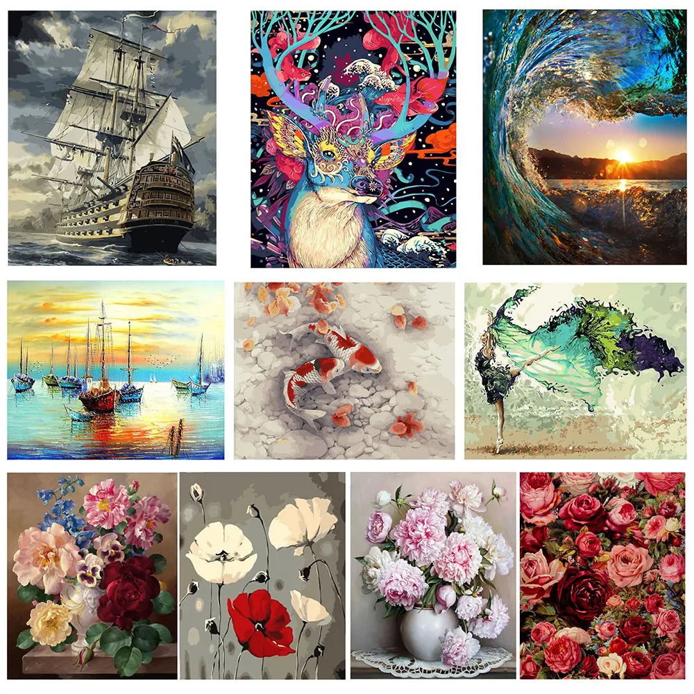 

Frameless Blossoms Landscape DIY Digital Painting By Numbers Unique Gift Acrylic Picture Hand Painted Oil Painting