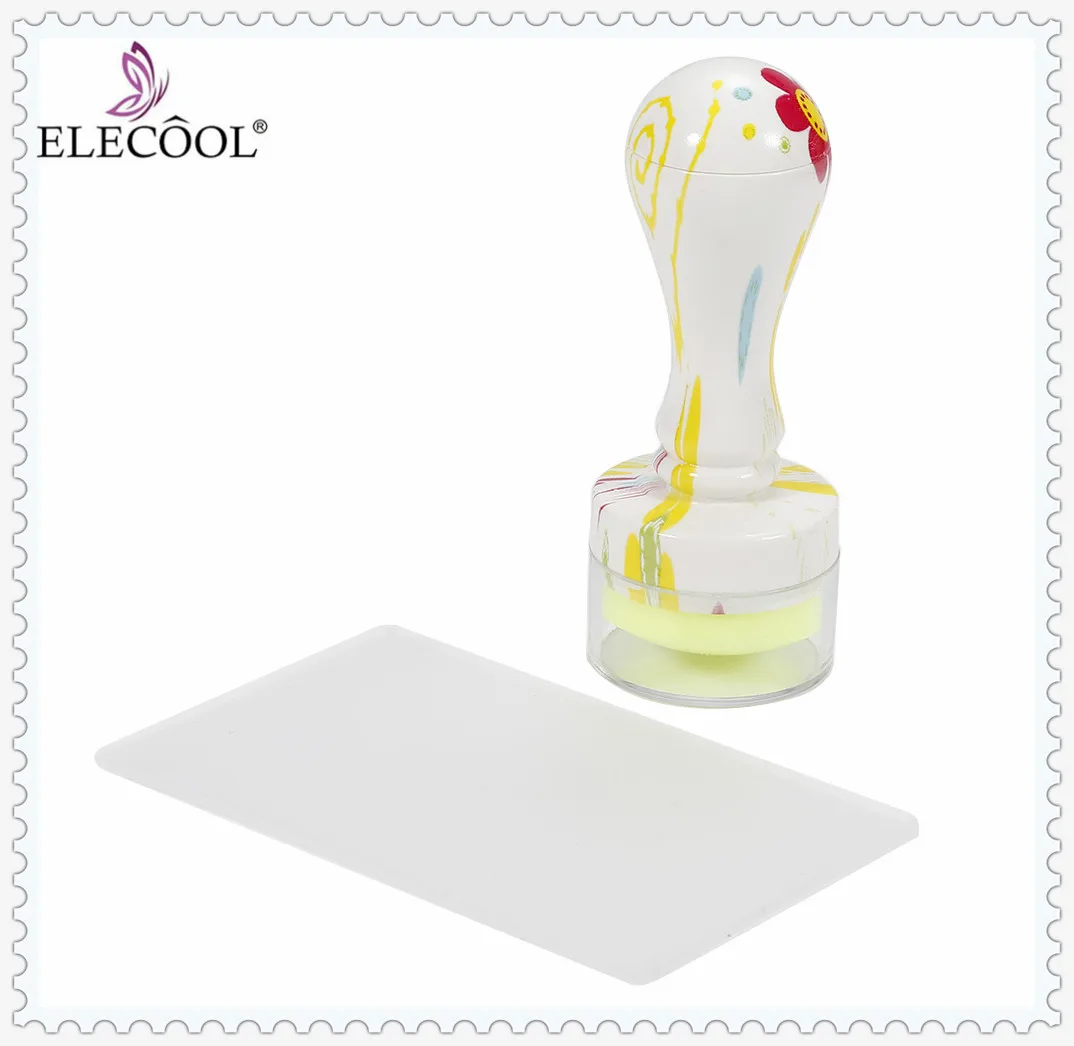 

ELECOOL 1PC Colors DIY Pattern Handle Nail Art Silicone Soft Seal Stamper Printing Image Plate Transfer Manicure Tool For Woman