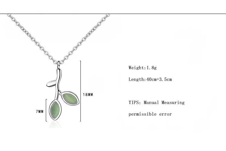 Anenjery, 925 пробы, Серебряный Опал, лист, подвеска-бутон, ожерелье для женщин, короткая цепочка на ключицы, рождественский подарок, S-N301