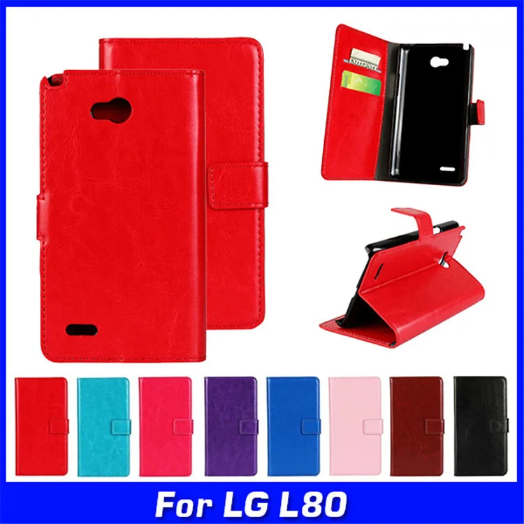 

Luxury Flip Wallet PU Leather Case Cover For LG L80 Dual SIM D380 Cell Phone Shell Back Cover With Card Holder Stand