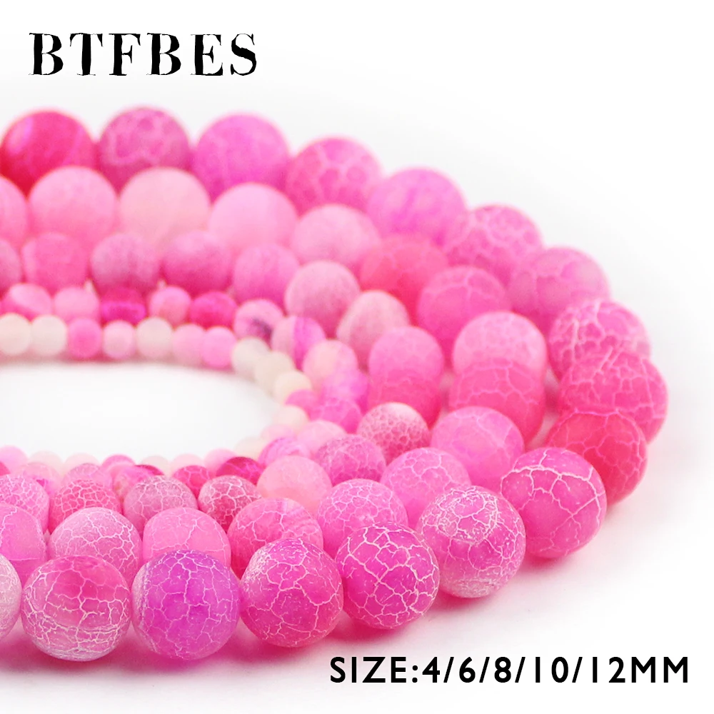 

BTFBES AAA Natural Pink Stone Pink Weathered carnelian beads 4 6 8 10 12mm Round Ball Loose Bead For Jewelry Bracelet Making DIY