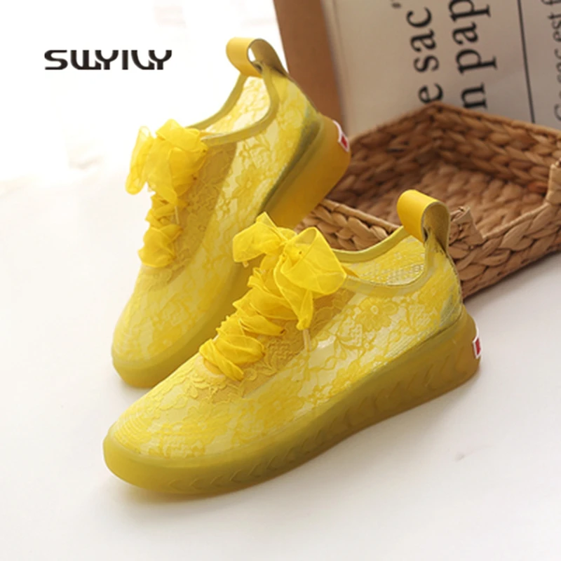 SWYIVY Sport Shoes Women Lace Hollow Breathable Women Sneakers 2018 New Wide Shoelace Ultra-light Women Running Shoes Soft
