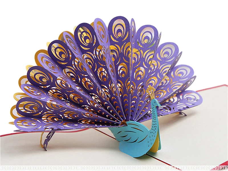  New 2018 Popup Greeting Cards Creative 3D Peacock Invitation Popup Card Popup Gift Card Handmade Po - 32901623225