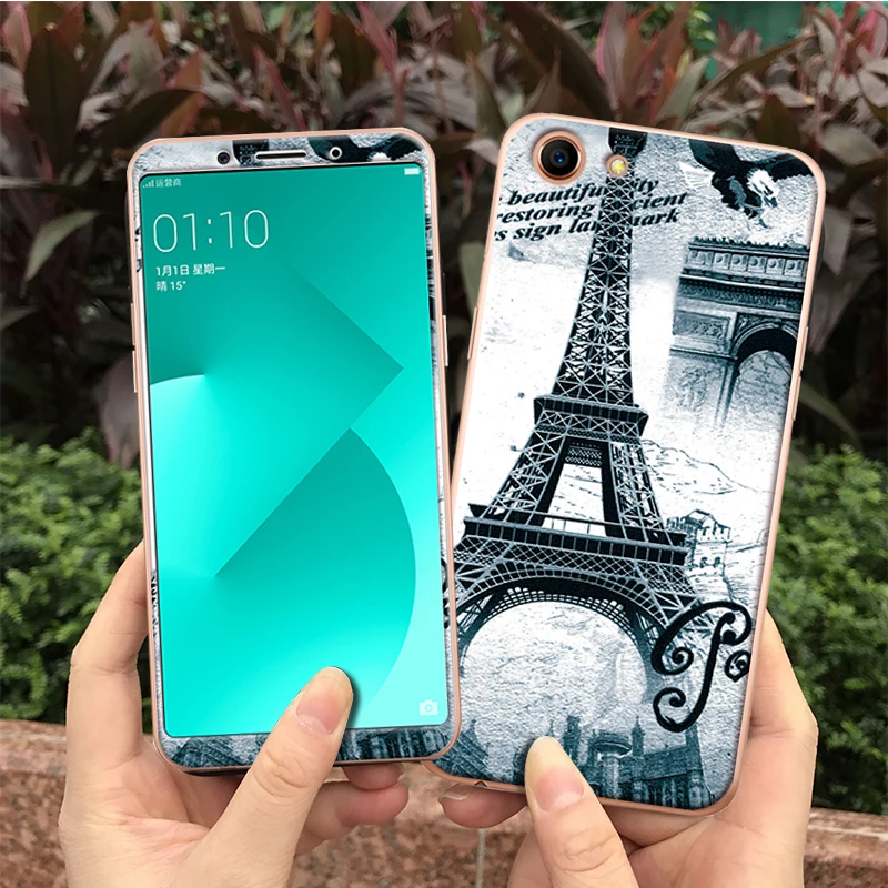 

Screen Protector Case for OPPO F9 F1S R11 R15 F5 front Toughened glass membrane and TPU back Coloured drawing or pattern shell