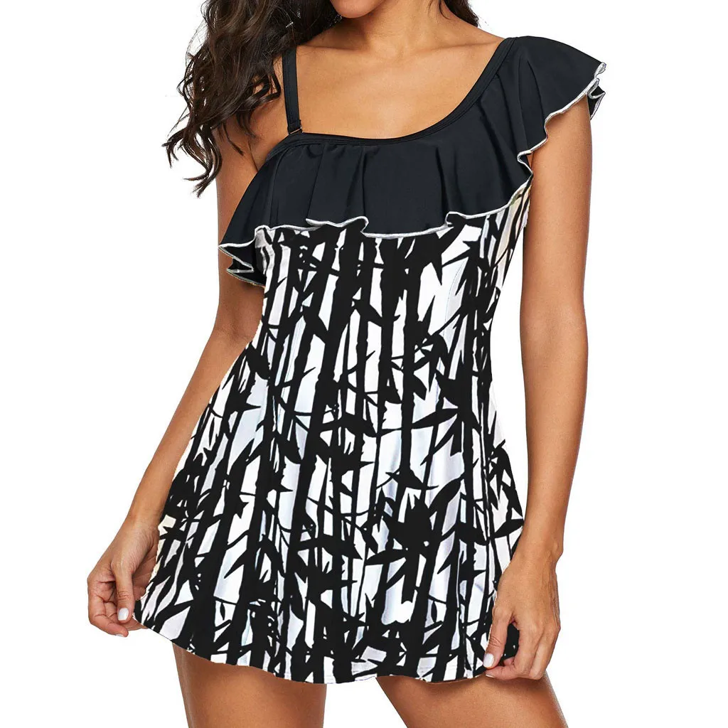 Swimsuit 2019 Swimwear Mayo Swimsuit Women plus size Women Asymmetric Hem Halter Swimdress Beachwear women push up swimsuits 4QW