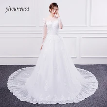 yiwumensa vestidos de novia tulle lace a line wedding dresses 2017 long sleeves vestido de casamento wedding dress Bridal gowns