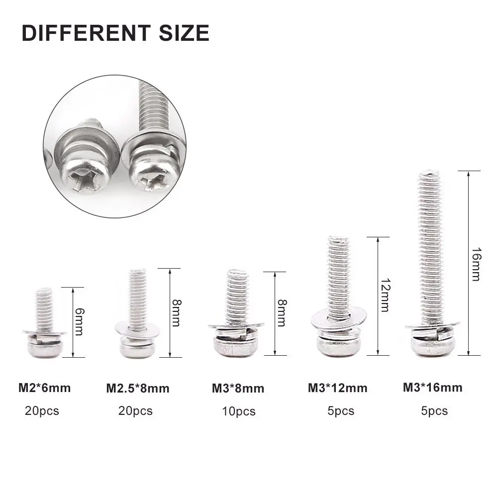 CNIM Горячая 160 шт. M2 M2.5 M3 M4 M5 304 нержавеющая сталь сковорода шурупы гайки набор с коробкой для хранения