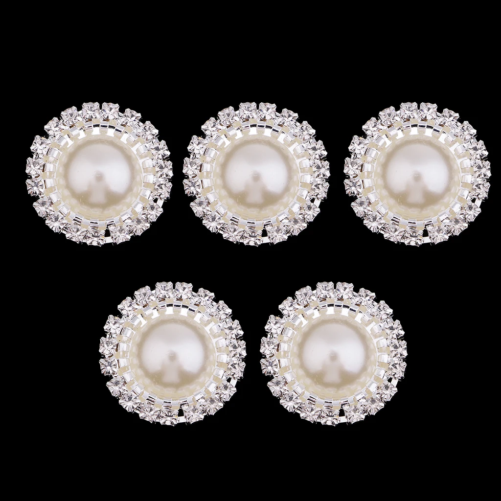 5/10 Pieces Rhinestone Pearl Button Flatback Cabochon Charms Jewelry Making Accessories for Wedding Party Decoration