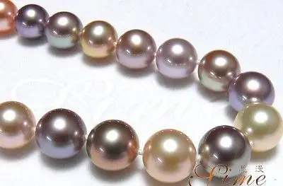 

HOT## Wholesale FREE SHIPPING HUGE18"10-11MM NATURAL SOUTH WHITE GOLD LAVENDER MULTICOR PEARL NECKLACE 14K