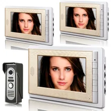 Apartamento casa 7 pulgadas TFT Videoportero Sistema de Intercomunicación 3 Monitores + Cámara timbre de la Puerta con la visión nocturna Al Aire Libre