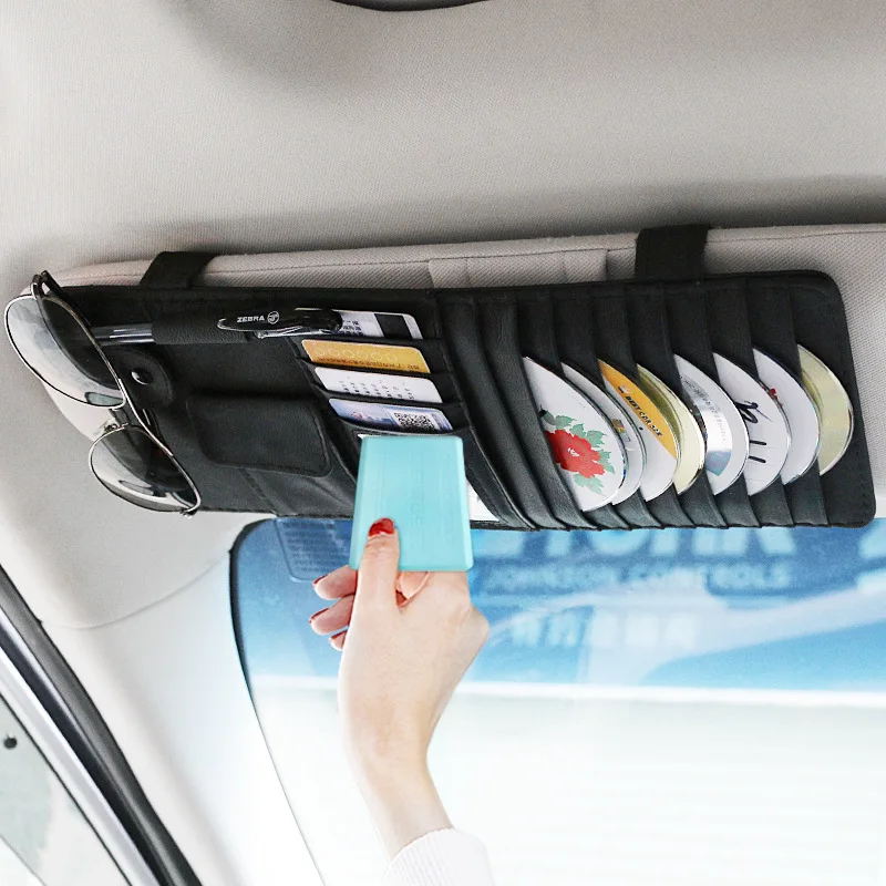 

Lengthened Edition Car Sun Visor Storage Bag Multi-function Car Organizer Card Pen Glasses Storage Holder Car Accessories