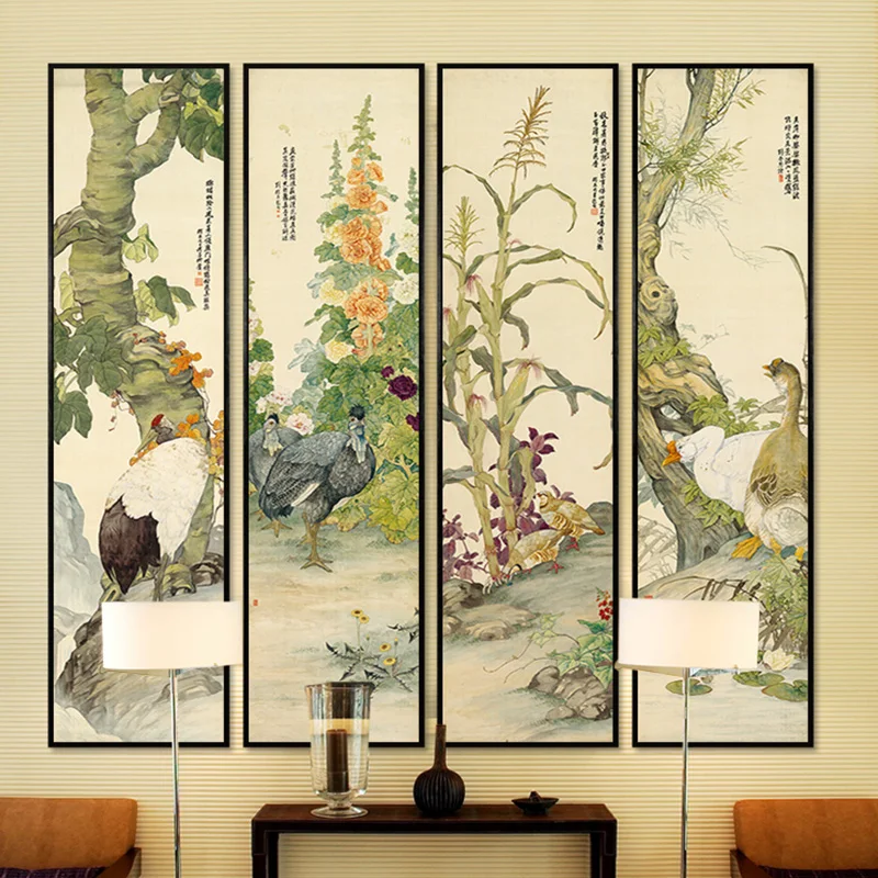 Художественная зона Mangosteen живопись чернилами коридор крыльцо декоративные картины Китайская классическая настенная живопись Сельский пейзаж плакат