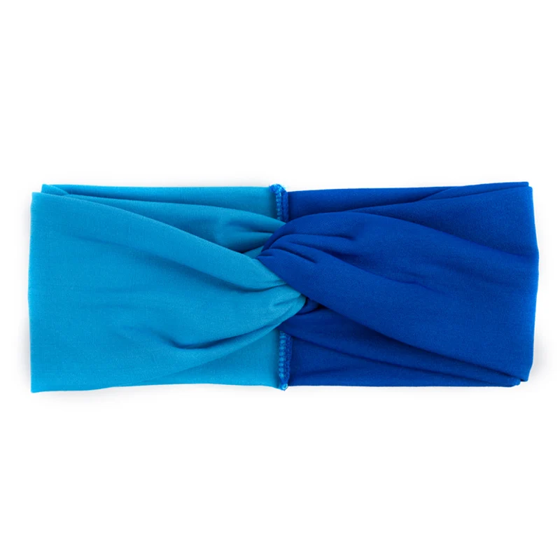Geebro женские эластичные Лоскутные тюрбаны повязки на голову скрученные Стрейчевые заколки модная повязка на голову для йоги спа повязка на голову для девочек - Цвет: Light Blue Blue