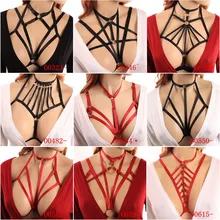 Красный обвязка для тела бандаж треугольная оправа Strappy нагрудный Пояс металлический регулируемый белье Harajuku панк-ремень фестивальный рейв