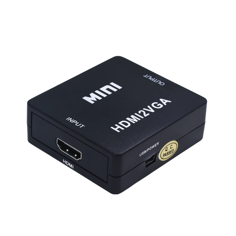 TISHRIC мини HDMI к VGA конвертер коробка адаптер HD1080P HDMI2VGA с аудио мощность для Xbox DVD PS3 проектор конвертер коробка - Цвет: TSR260-Black