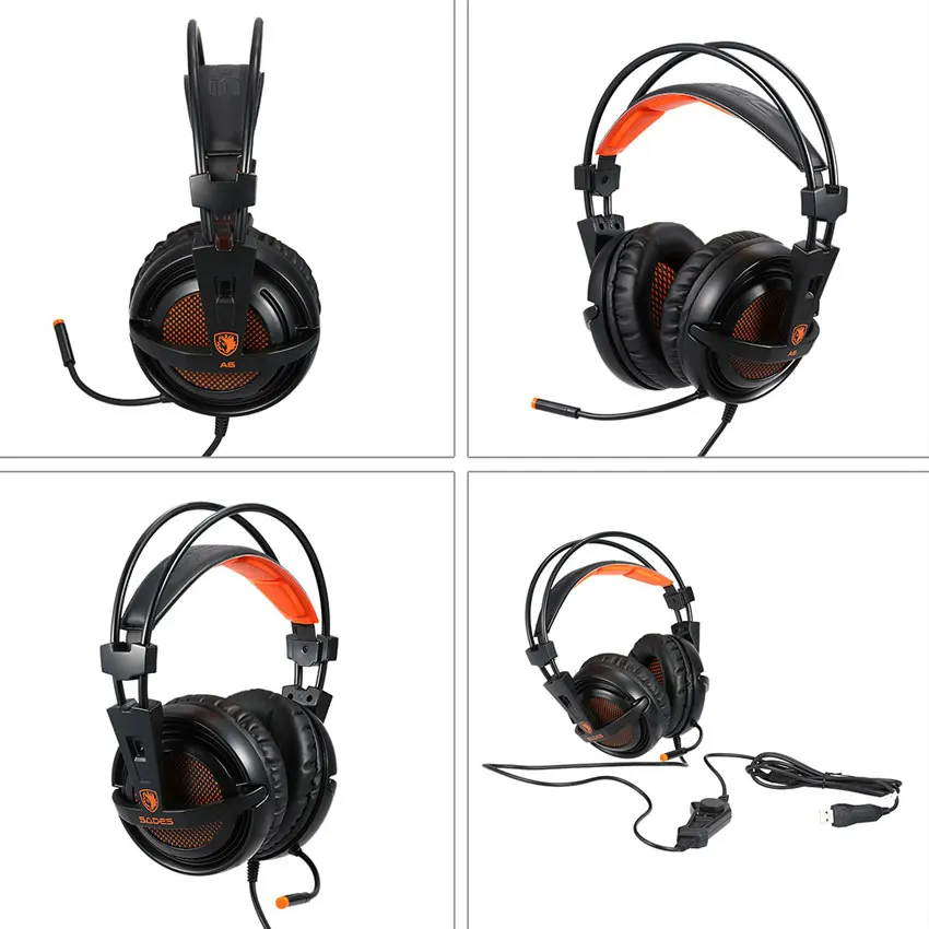 Sades A6 Игровые наушники шлем 7 1 объемный звук стерео USB игровая гарнитура с