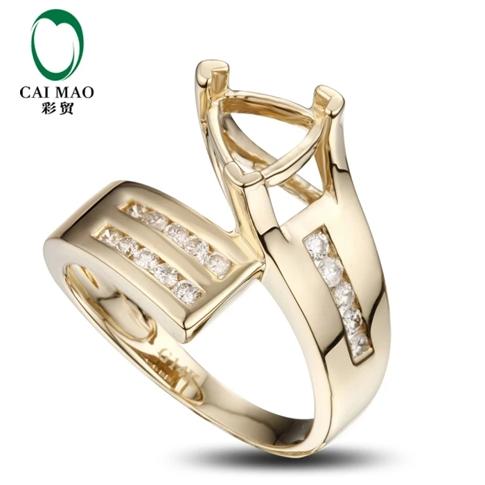CaiMao Trillion cut Semi Mount Ring Settings & 0.3ct Diamond 14k Yellow