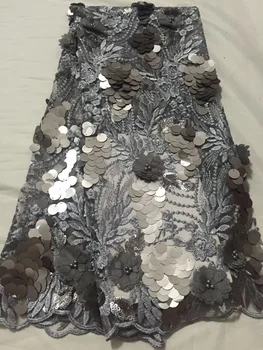 

Grey African Laces Fabric Embroidered Nigerian Guipure French Lace Fabric High Quality 2017 French Net Lace Fabric