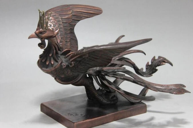 

shitou 001352 Chinese folk Red Bronze famous vermeil sparrow phoenix Fly Beast Bird statuary discount 30% (C0324)