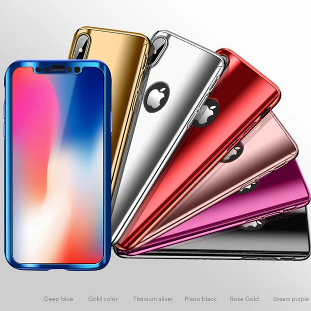 7 pack Fullcover espejo para iPhone 6 S 7 8 Plus X 360 samsung Galaxy s7 edge Note8 s8 s9 Plus