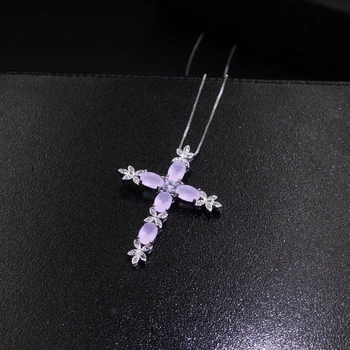 

2019 New Arrival cross pendants necklaces with cubic zirconia White Gold Color Necklaces for Women fashion Jewellery Gifts