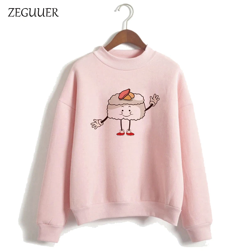 

Sushi Cartoon Kawaii Japanese Loose Hoodies Funny Pink Hoodies Women Harajuku Sweatshirt Clothes Streetwear Fashion Hipster