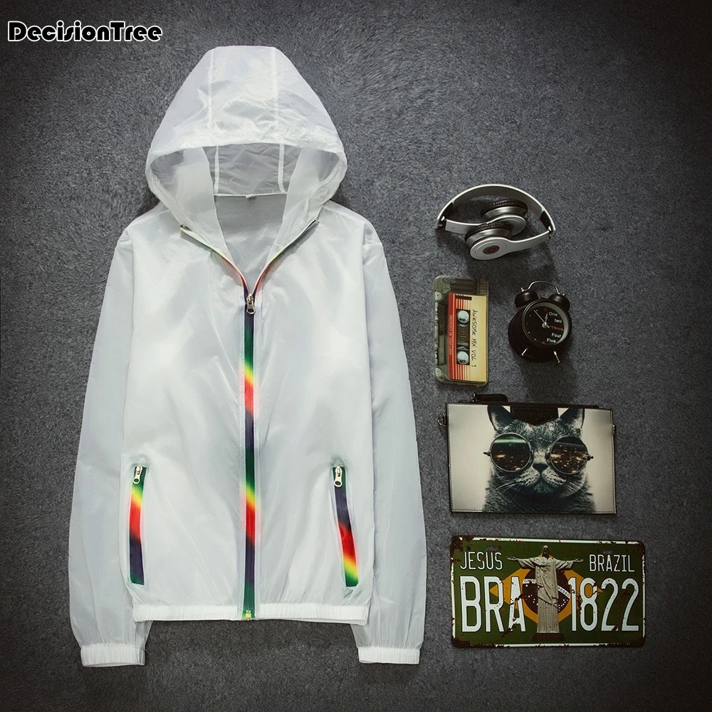 

2019 summer coat solid hooded ultralight waterproof transparent sunscreen men clothes men workout hoodie