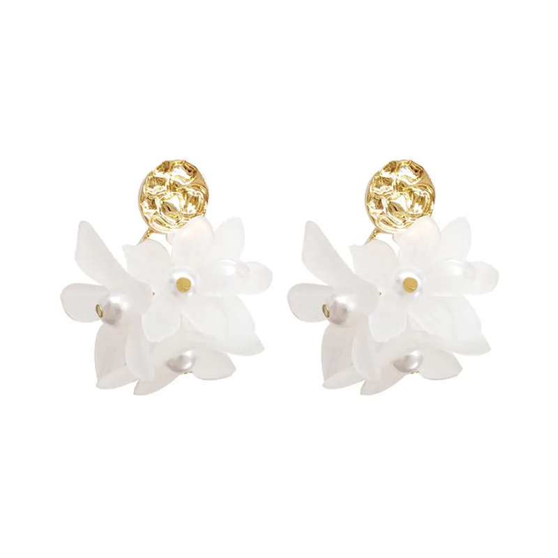 Модные орхидеи серьги белого цвета женские чистые цветочные формы серьги-гвоздики элегантные и нежные жемчужные серьги с кисточками для женщин