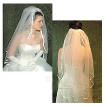 Горячая Распродажа длина до локтя белая лента Край свадебная короткая вуаль с расческой двухслойная дешевая королевская свадебная вуаль для невесты