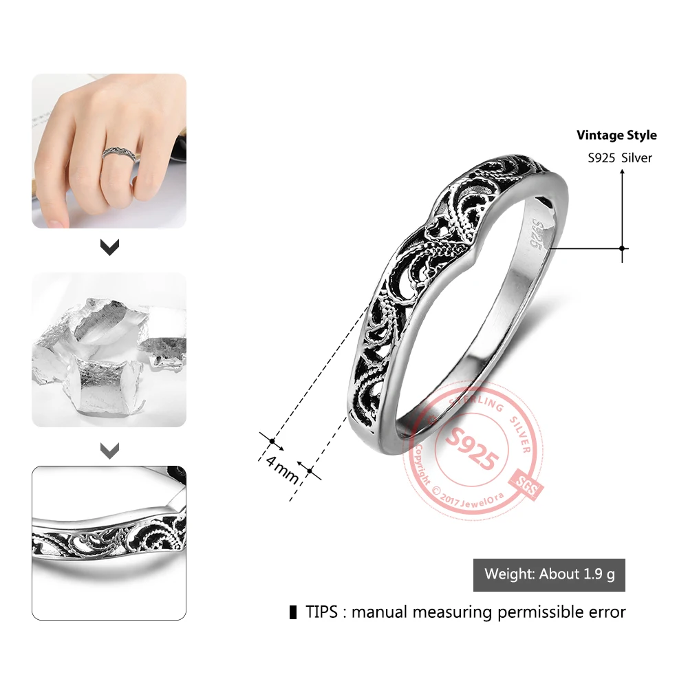 Bohemia Style Fashion Victorian Solid 925 Sterling Silver Jewelry Women Rings For Party Gift for Her (JewelOra RI102351)