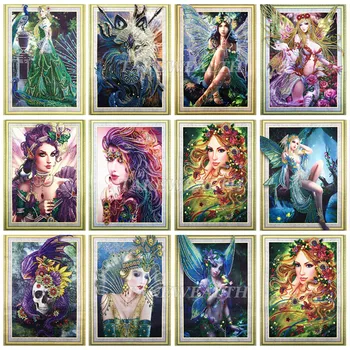 

Special Shaped Diamond Painting DIY 5D Partial Drill Cross Stitch Kits Crystal Fashion woman wolf pattern Embroidery Arts QL