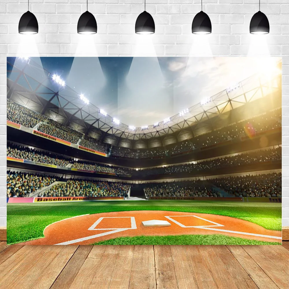 

Neoback Sports Backdrop for Photography Football Filed Match Background Birthday Backdrops Soccer Audience Table Photophone