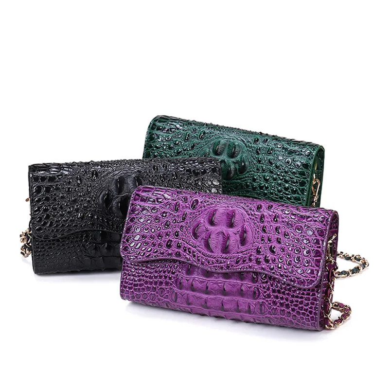 

2019 New Women Aligator Designer Flap Messenger Crossbody Genuine Leather Bags Single Shoulder Handbag Flap Chains Bag Clutch