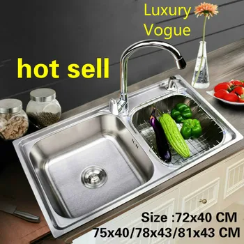 Price Free Shipping Individuality Kitchen Double Groove Sink Common Food Grade Stainless Steel Hot Sell 72x40/75x40/78x43/81x43 CM