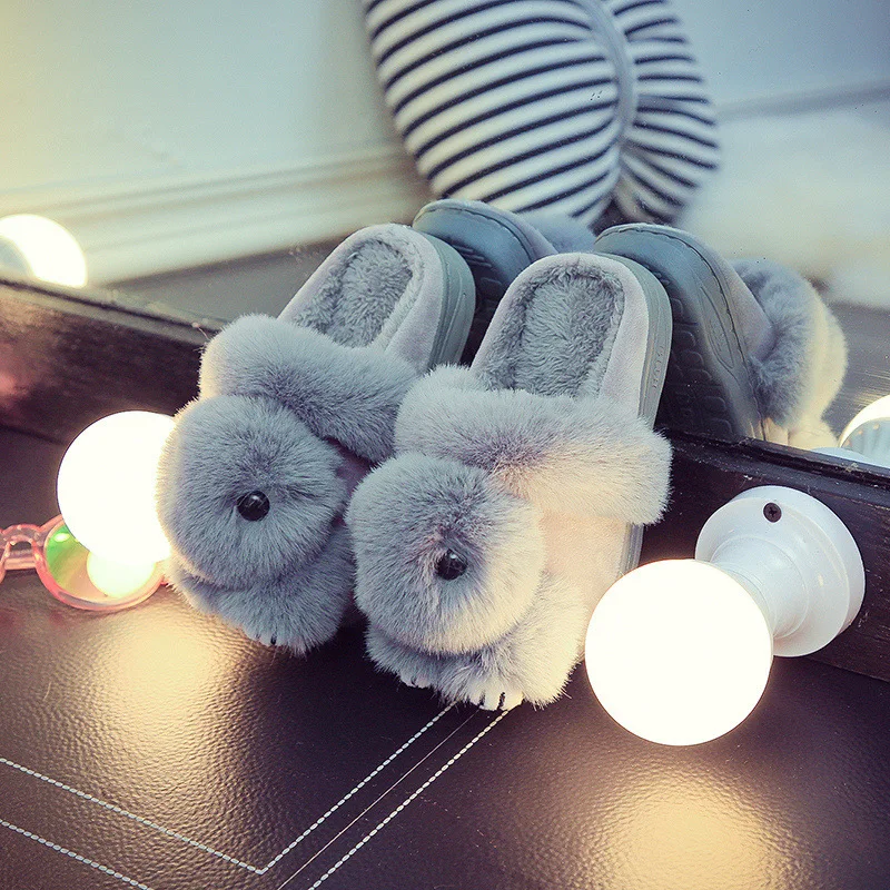 

[Bosudhsou] BJ-3 With Soft Nap Of Rabbit Rubber Soles Children Kids Shoes For Girls Boys Slippers Warm Soft Indoor Slipper