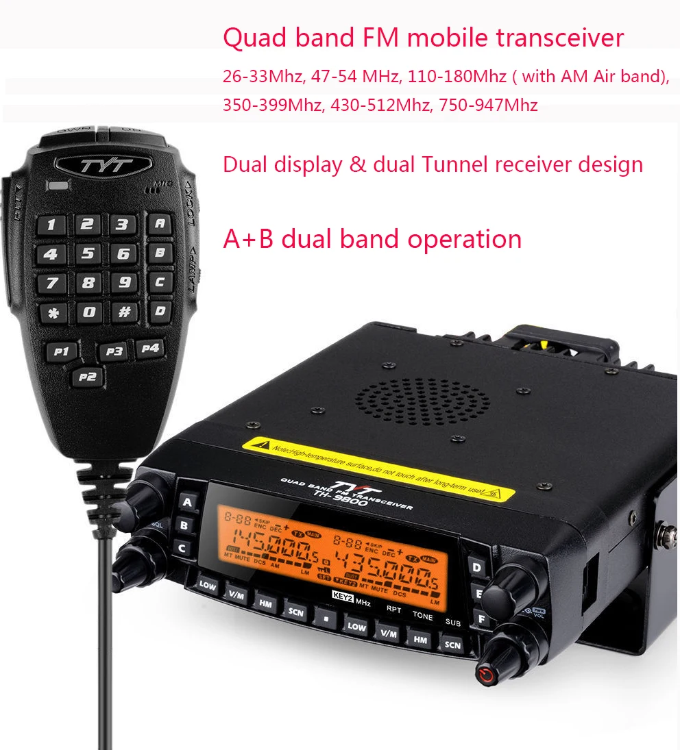 TYT TH 9800 PLUS 50 Вт 809CH автомобильный трансивер рация с двойным дисплеем перегородка