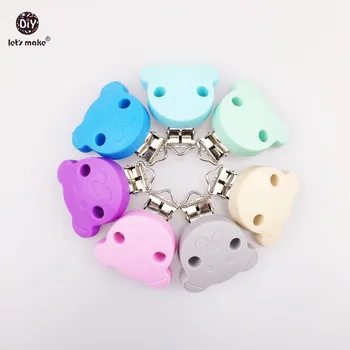 

Let's make 20pc Teddy Bear Shape Pacifier chain clip,6 colors , silicone clip selectable Silicone Teething Beads Suspender Clip