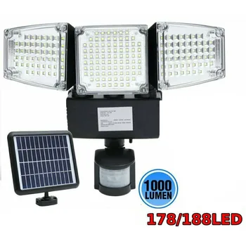 

Outdoor LED Solar Light Motion Sensor Security Lamp Waterproof Three Head Light For Entryways Patio Yard Garden